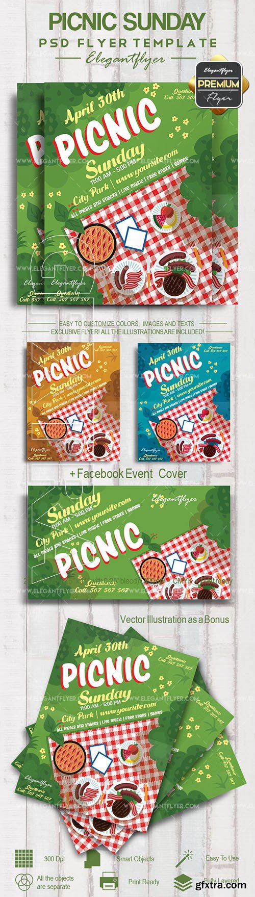 Picnic Sunday – Flyer PSD Template + Facebook Cover