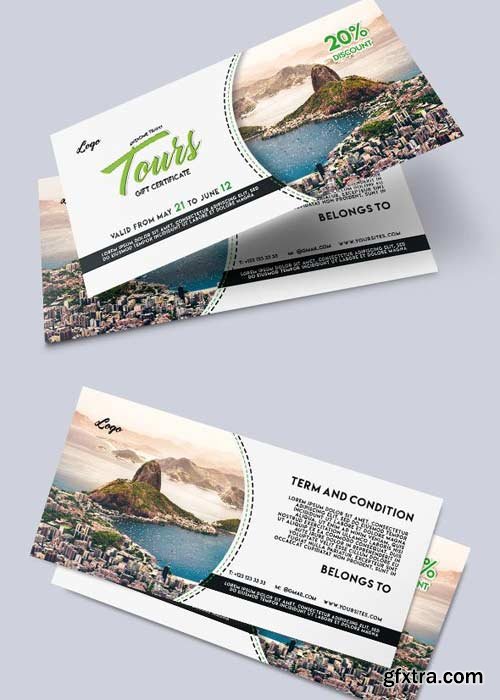 Tours V1 2018 Gift Certificate PSD Template