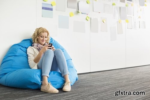 Woman a man a child on an inflatable chair couch relaxing holiday joy 25 HQ Jpeg