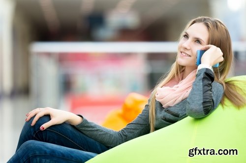 Woman a man a child on an inflatable chair couch relaxing holiday joy 25 HQ Jpeg