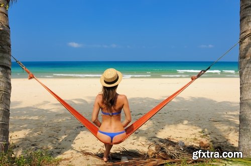 Girl woman in a hammock holiday leisure sea ocean travel beach 25 HQ Jpeg