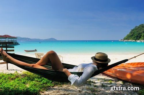 Girl woman in a hammock holiday leisure sea ocean travel beach 25 HQ Jpeg