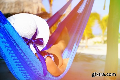 Girl woman in a hammock holiday leisure sea ocean travel beach 25 HQ Jpeg