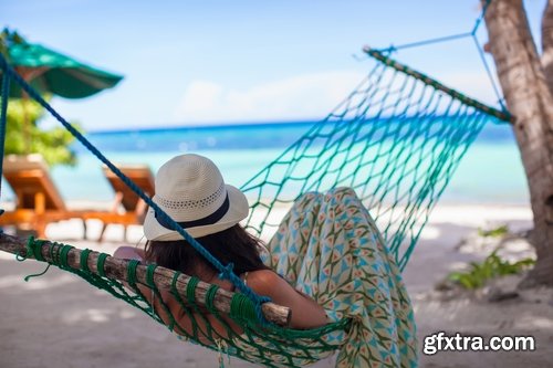 Girl woman in a hammock holiday leisure sea ocean travel beach 25 HQ Jpeg