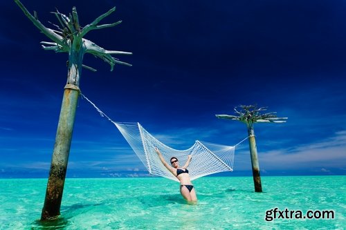 Girl woman in a hammock holiday leisure sea ocean travel beach 25 HQ Jpeg