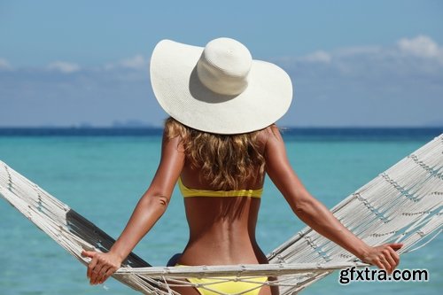 Girl woman in a hammock holiday leisure sea ocean travel beach 25 HQ Jpeg