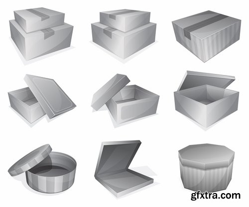 Cardboard box packaging container for food and things 25 EPS