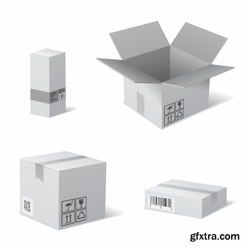 Cardboard box packaging container for food and things 25 EPS