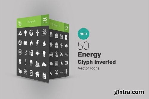 50 Energy Glyph Inverted Icons