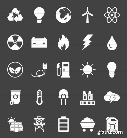 50 Energy Glyph Inverted Icons