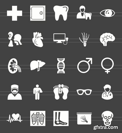 50 Medical Glyph Inverted Icons