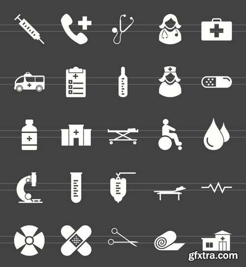 50 Medical Glyph Inverted Icons