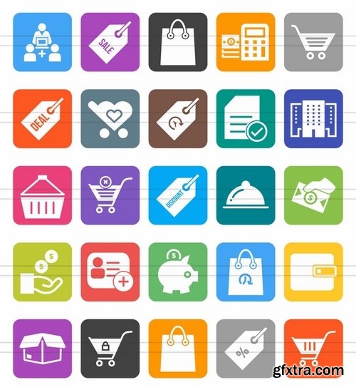 48 Ecommerce Filled Round Corner Icons