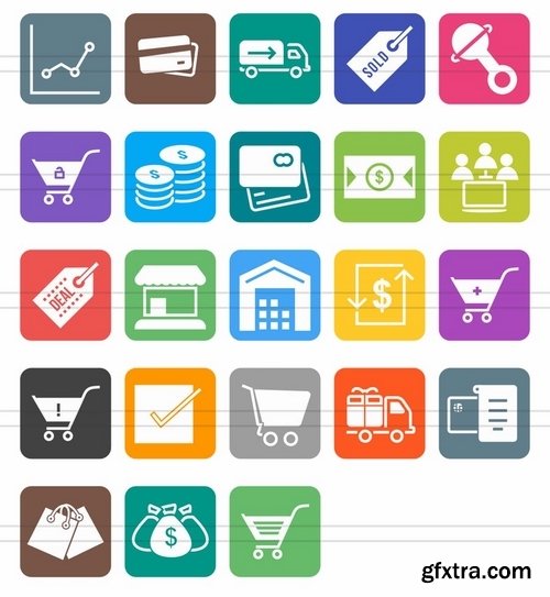 48 Ecommerce Filled Round Corner Icons