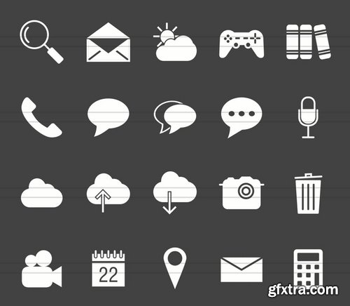 110 Mobile Apps Glyph Inverted Icons