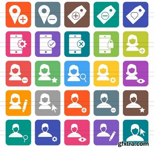 50 User Interface Filled Round Corner Icons