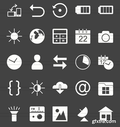 110 Mobile Apps Glyph Inverted Icons