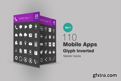 110 Mobile Apps Glyph Inverted Icons