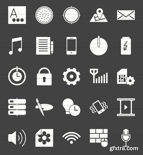 110 Mobile Apps Glyph Inverted Icons