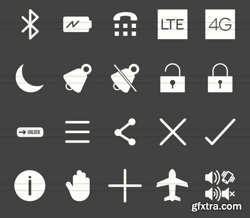 110 Mobile Apps Glyph Inverted Icons