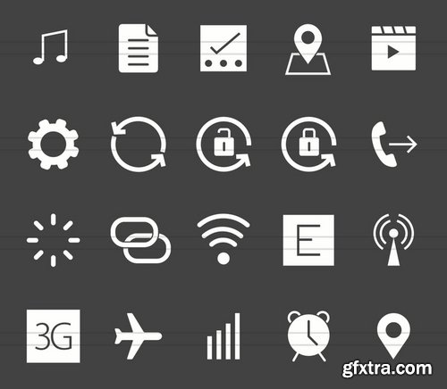 110 Mobile Apps Glyph Inverted Icons