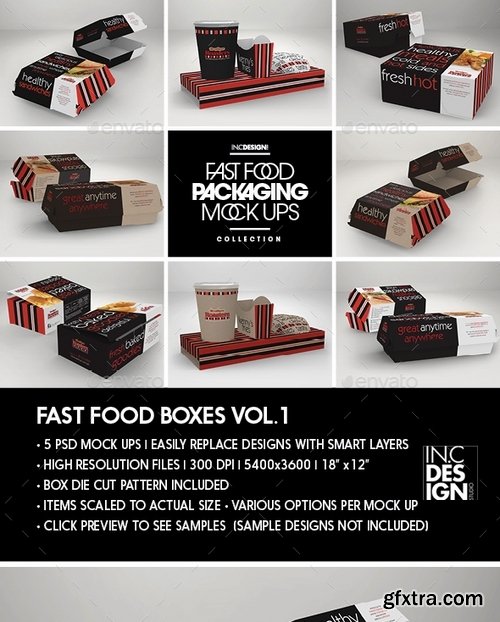 GraphicRiver - Fast Food Boxes Vol1Take Out Packaging Mock Ups 17655156