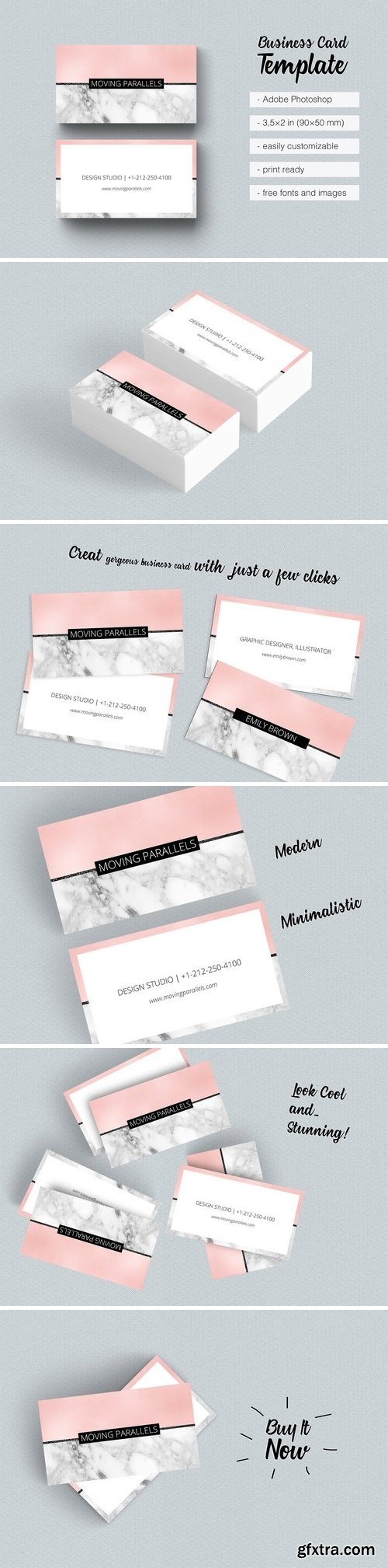 CM - Rose Gold Marble Pink Business Card 1554433