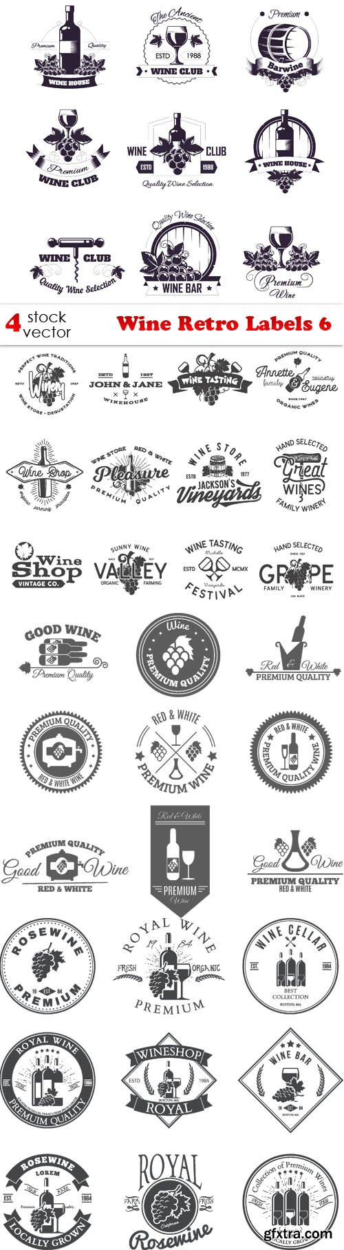 Vectors - Wine Retro Labels 6