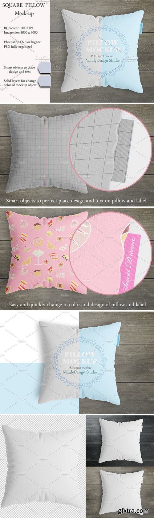 CM - Square pillow mockup. Product mockup 2340172