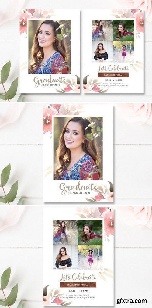 CM - Floral Senior Graduation Invite PSD 2359362