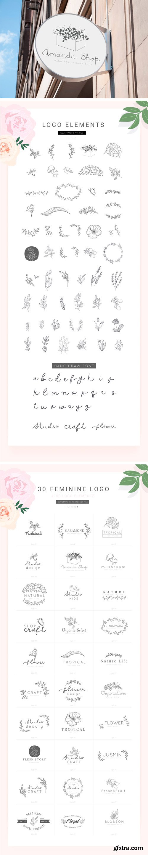 CM - 30 Feminine Logo Bundle V.1 (PSD) 2349777