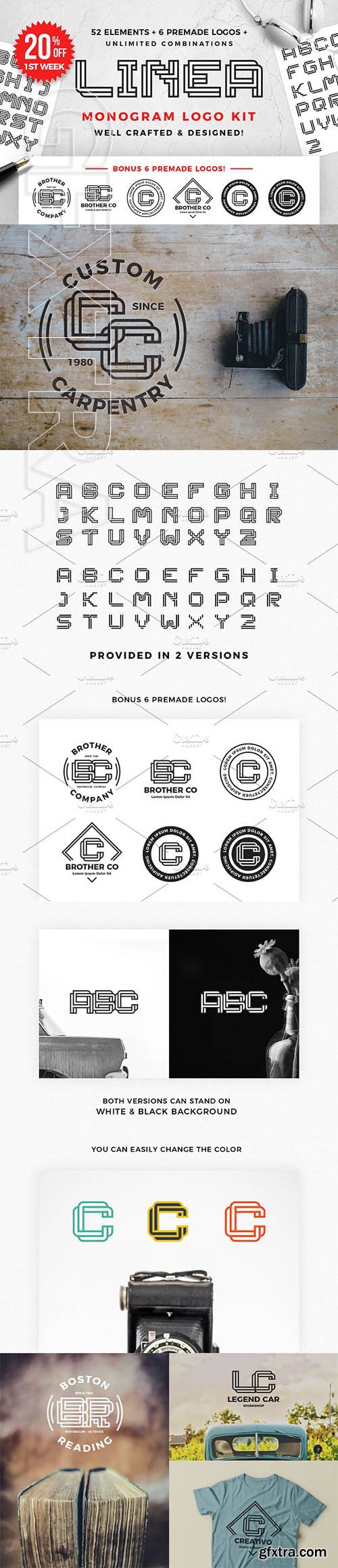 CreativeMarket - LINEA Monogram Logo Kit 2369279