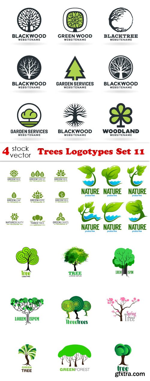 Vectors - Trees Logotypes Set 11