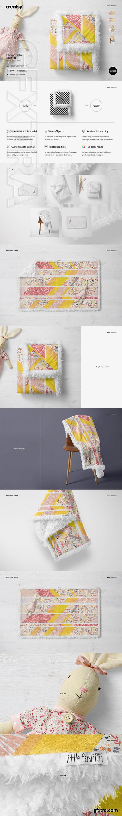 CreativeMarket - Sherpa Baby Blanket Mockup Set 2391282