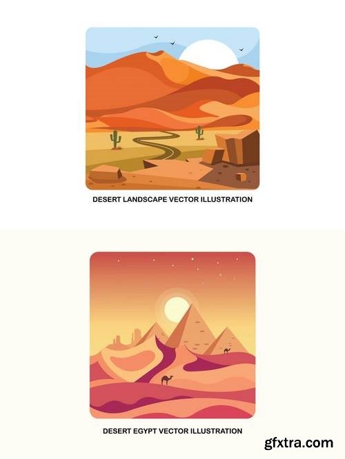 Desert Landscape Vector Illustration