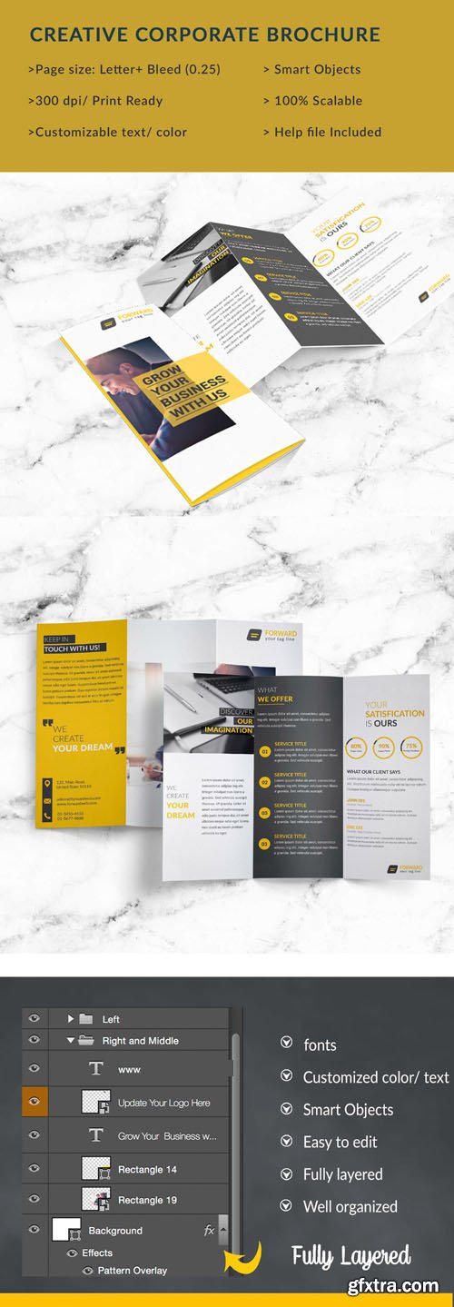 Creative Corporate Trifold Brochure PSD Template