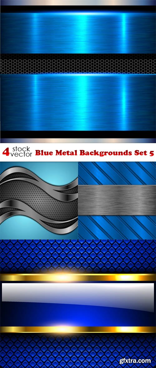 Vectors - Blue Metal Backgrounds Set 5