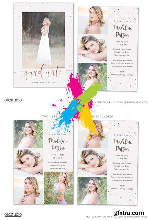 CreativeMarket - Graduation Card Template 2018 Senior 2390532