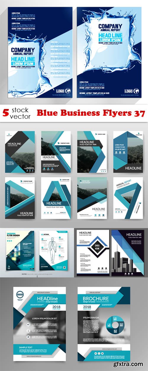 Vectors - Blue Business Flyers 37