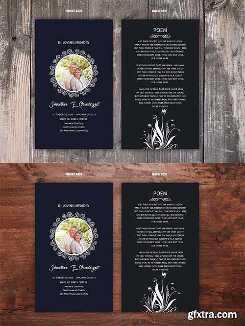 CreativeMarket - Funeral Prayer Card Template 2389140