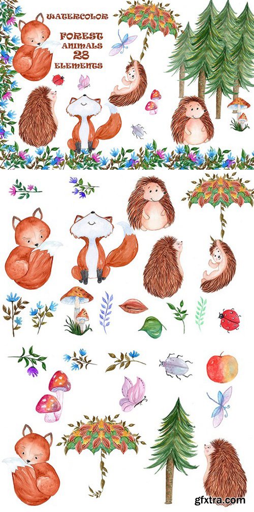 CM - Woodland animals clipart 1600320