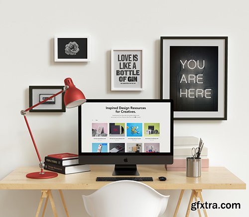 iMac Workspace Desk Psd Mockup