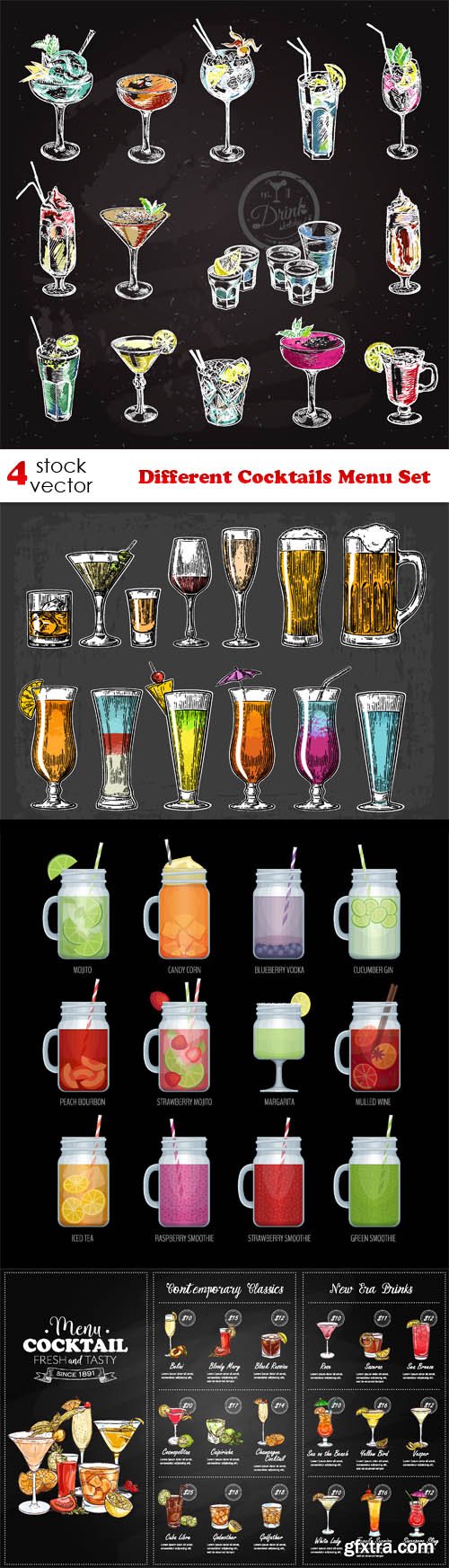 Vectors - Different Cocktails Menu Set