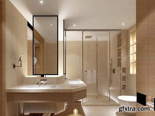 Modern Bathroom Full Interior Scene 11