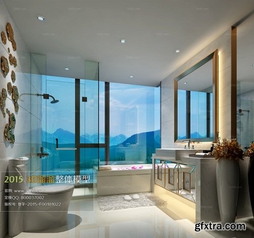 Modern Bathroom Full Interior Scene 13