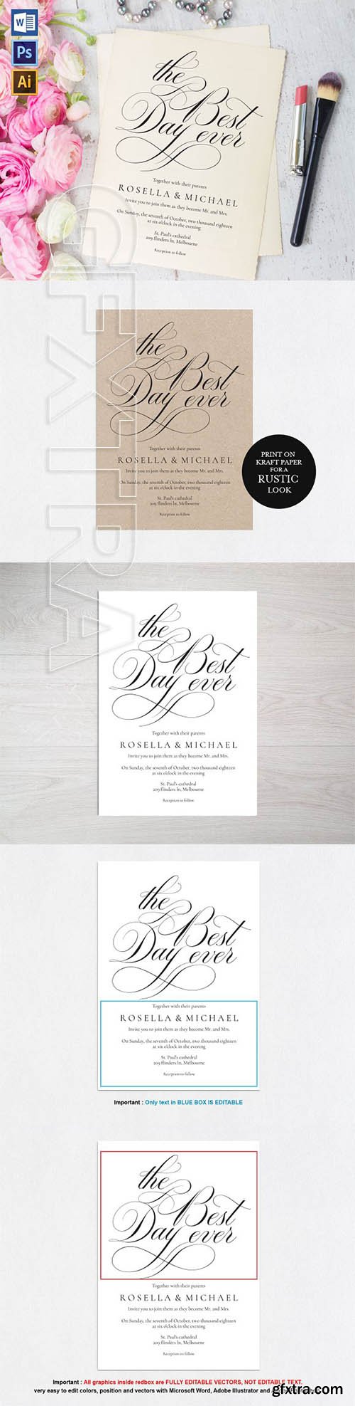 CreativeMarket - Wedding Invitation Template WPC436 2368703