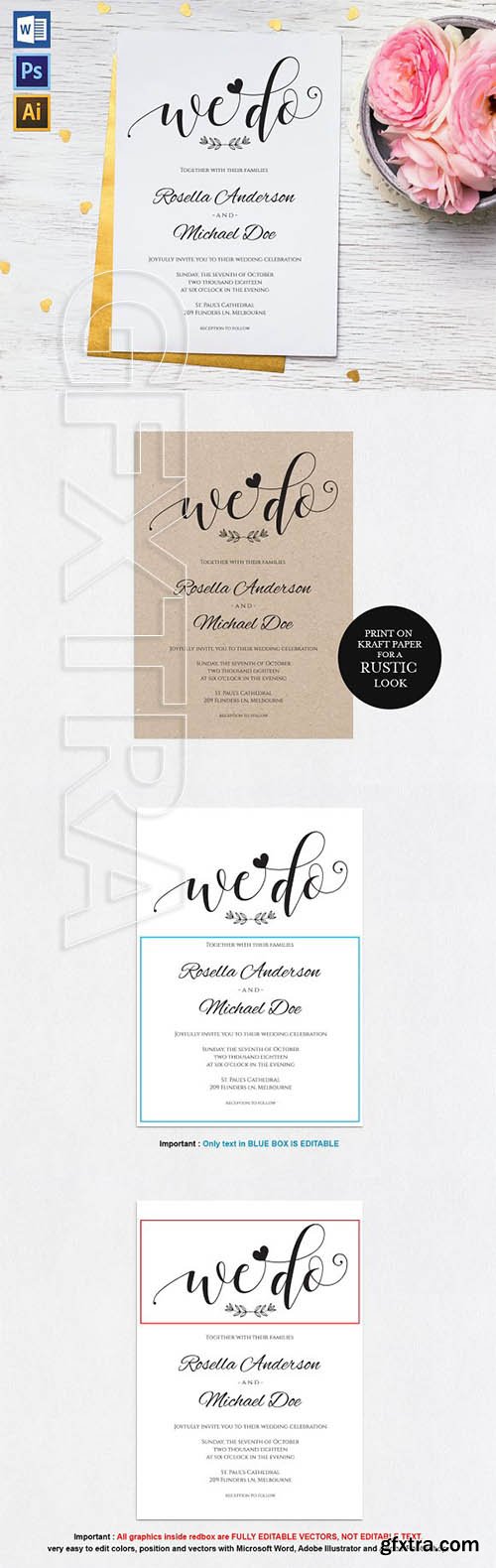 CreativeMarket - Wedding Invitation Template WPC437 2368721