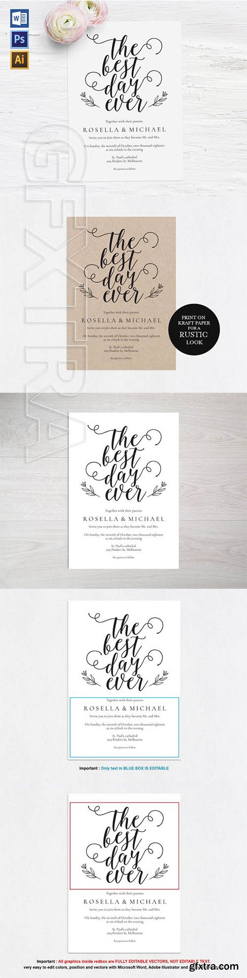 CreativeMarket - Wedding Invitation Template WPC441 2368749