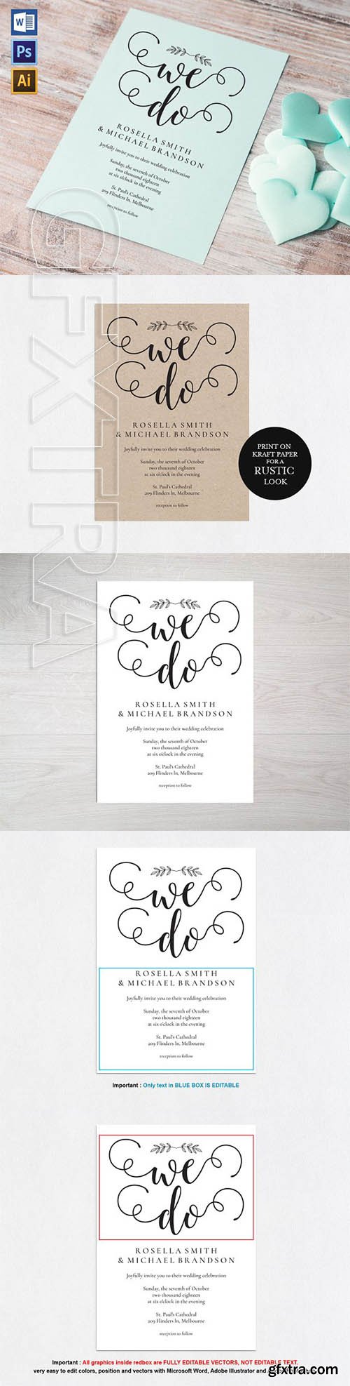 CreativeMarket - Wedding Invitation Template WPC442 2368754