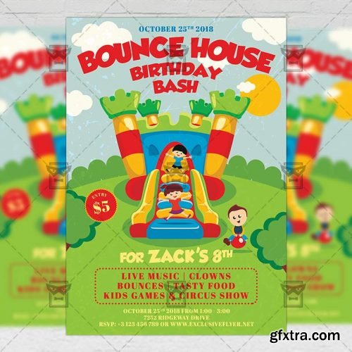 Kids Birthday Bash – Invitation Card A5 PSD Template